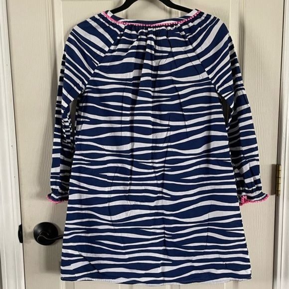 Mini Boden Girls Zebra Animal Print Dress, Navy w/ Hot Pink Details Sz 11-12 - Picture 10 of 15